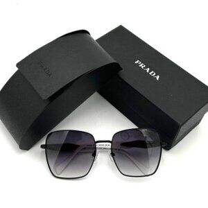 NWT-Prada Square Wire-Rimmed Sunglasses-Black & White
